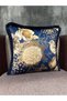 Robin-103 Custom-Made Navy Blue Color Tasseled Imported Silk Velvet Throw Pillow Cover 43X43 Size - 2