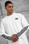 Men's Sweatshirt Yc4 Oversize with Split Sleeves White Oversize Crew Neck 3 Thread Without Threaded Detail - 3