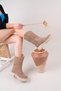Megan Model Genuine Leather Beige Thick Sole Daily Women's Long Boots - 3