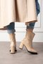 Women's Beige Wrinkled Leather Thick Heeled Boots – Comfortable Orthopedic Model for Stylish Winter Office Outfits - 4