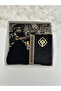 6 Piece Black Men's Prayer Set (Prayer Rug - Prayer Beads - Fragrance - Skullcap - Dhikr Mat)