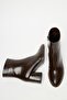 Women's Brown Patent Leather Heeled Boots & Booties – Stylish Casual Boots with Zipper - 3