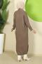 Shawl Collar Pocketed Knitwear Cardigan Mink Hm2534 - 6