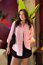 Women's Light Pink Oversize Basic Pocket Detailed Poplin Long Sleeve Shirt - 3
