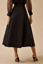 Women's Taffeta Fabric High Waist Stylish Flared Skirt - Black