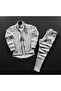 Gray Men's Scuba Italian Printed Black Tracksuit Set