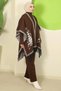 Punch-Colored Three-Piece Knitwear Set Brown Hm2814 - 4