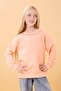 Girl's Printed Crew Neck Seasonal Sweatshirt Salmon - 2