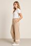 Beige High-Quality Stretchy Modal Cotton Fabric Wide-Leg Sweatpants with Pockets - Casual, Comfortable Fit - 2