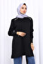 Black Shoulder Stone Cold Yarn Knitwear Tunic - 3