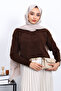 Brown Crew Neck Angora Soft Knit Sweater - 3