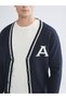 Navy Blue Standard Fit V-Neck Men's Knitwear Cardigan - 3