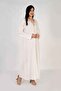 Ladies Jalabiya – White Base with V Neck and Embroidered Detailing - 7