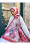 Mira Silk Rose Pattern Cotton Shawl Burgundy - 3