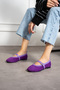 Milan Purple Suede Band Detail Babet Shoes - 3