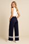 Navy Blue High Quality Flexible Modal Cotton Fabric Wide Leg Sweatpants with Pockets - Casual, Comfortable Fit - 3
