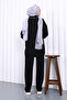 Black Collar Lace-Up Modal Tunic Trouser Suit - 4