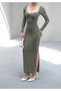Women's Sandy Maxi Dress with Bust Glops and Slit Detail - 4