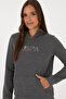 Women's Anthracite Melange Hooded Basic Sweatshirt 50307711-Vr081 - 2