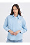 Blue Printed Chest Pocket Zipped Oversized Shirt - 2