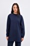 Oversize Side Slit Sweatshirt Navy Blue - 3