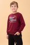 Boys and Girls School Printed Crew Neck Seasonal Sweatshirt Burgundy - 3