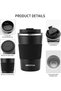 Stainless Steel Travel Coffee Mug, Vacuum Insulated for Hot and Cold Drinks, 380ml, Black - 3