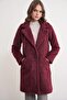 4746 Women's Long Fur Coat Burgundy - 4