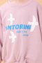 Girl's Oversize Santorini Printed Seasonal Sweatshirt Light Rose Color - 5