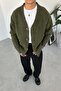 Khaki Basic Soft Relaxed Cardigan - 2