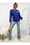 Heart Printed Circular Neck Sweatshirt - 4