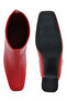 Women Faux Leather Square Toe Ankle Boots in Red - 4