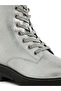 Women Faux Leather Lace Up Boots in Silver - 5