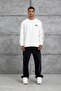 Men's Sweatshirt with Lettering on the Sleeve Oversized Sweatshirt White Oversized Crew Neck - 2