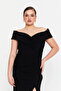 Women's Deep Slit Long Evening Dress 5927010 Black - 3