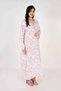 Ladies Jalabiya – Blue, Pink and White Floral Abstract Print and Embroidery Detailing - 3