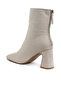 Women Square Toe Microfiber Ankle Boots in Beige - 3
