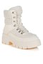 Women Faux Fur Detail Chunky Hiker Boots in Beige - 2