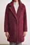 4746 Women's Long Fur Coat Burgundy - 6