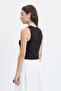Round Neck Sleeveless Knitwear Bodysuit Black - 3