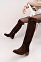 Icona Model Genuine Leather Long Laptop Curved Side Zippered Daily Women's Boots - 3