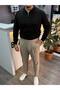 Men's Relaxed Fit Half Zip Polo Neck Sweater - 3