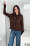 Women's Chunky Mohair Cardigan – Ruffle Sleeves & Soft Texture - 5
