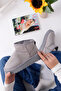 Women's Gray Suede Fur Boots - 2