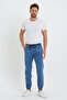 Men's Elastic Waist Blue Denim Jogger Pants - 4
