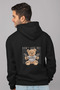 Unisex Oversize Hoodie - Hug Me Printed Hooded Sweatshirt Streetwear Black