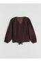 V Neck Ruffle Chiffon Blouse - 6