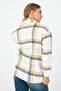 White Background Yellow-Black Plaid Pattern Women's Shirt – Long Sleeve, Comfortable Fit, Casual and Office Chic - 5