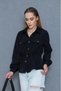 Women's Black Kupra Fabric Long Sleeve Waist Ruched Blouse/Shirt 700-3738297 - 3