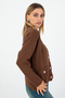 Brown Color Buttoned Women's Cardigan – Minimal Design, Comfortable Fit, Casual and Office Chic - 5